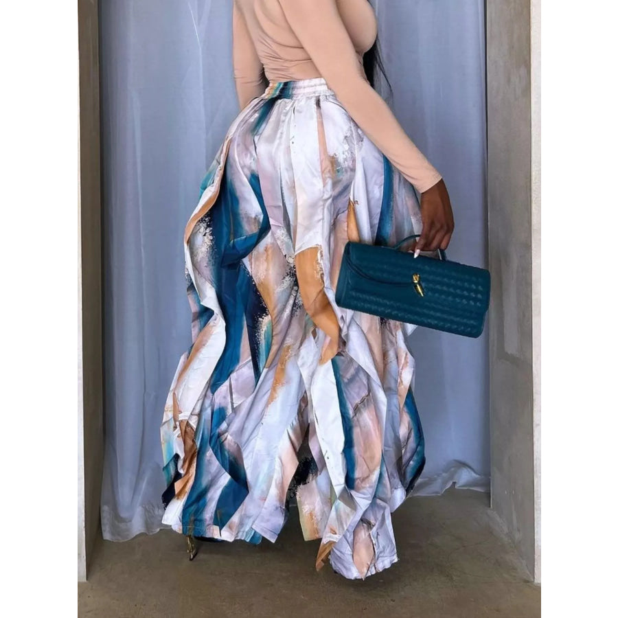 Printed Cargo Pants with Drawstring Waist Apparel and Accessories