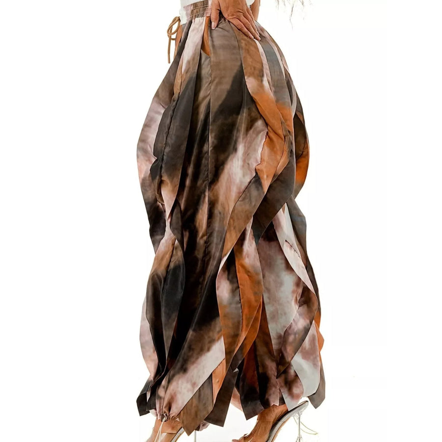 Printed Cargo Pants with Drawstring Waist Apparel and Accessories