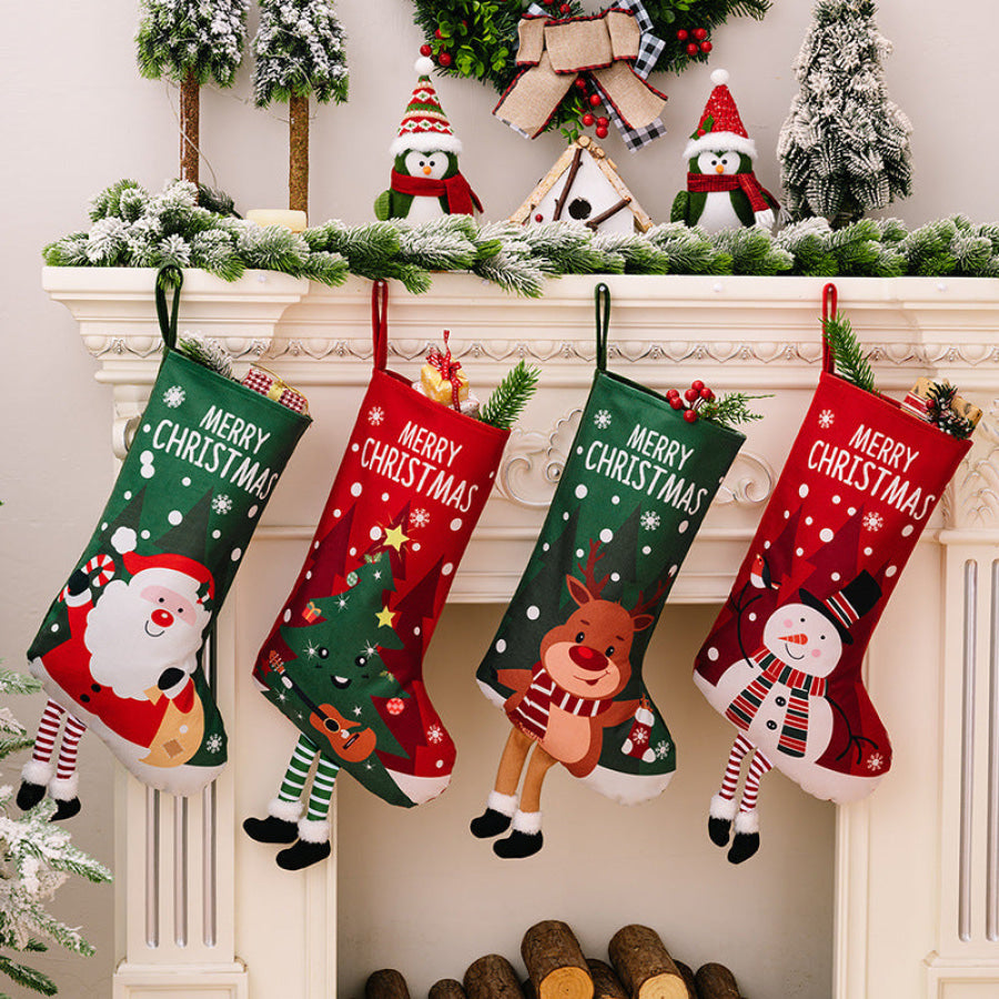 Printed Christmas Stocking Hanging Widget Apparel and Accessories