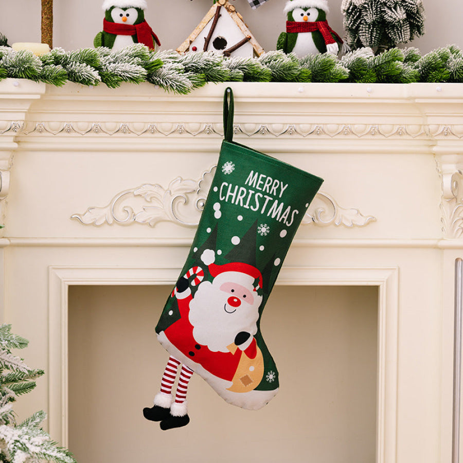 Printed Christmas Stocking Hanging Widget Style A / One Size Apparel and Accessories