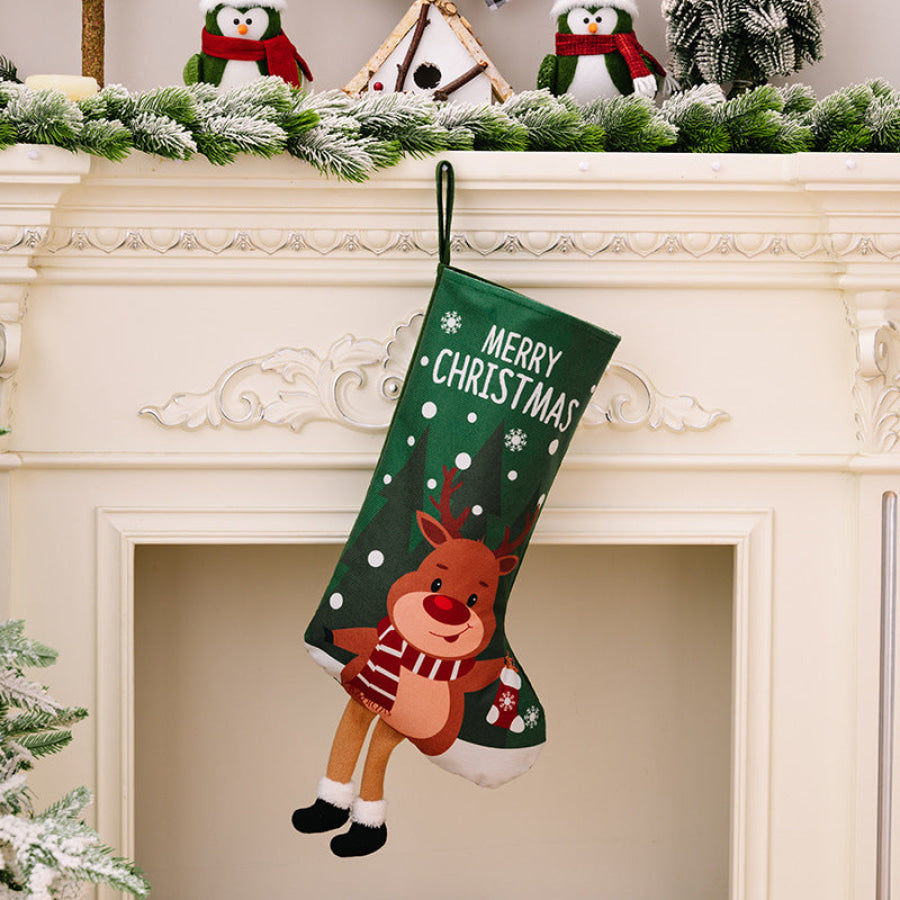 Printed Christmas Stocking Hanging Widget Style C / One Size Apparel and Accessories