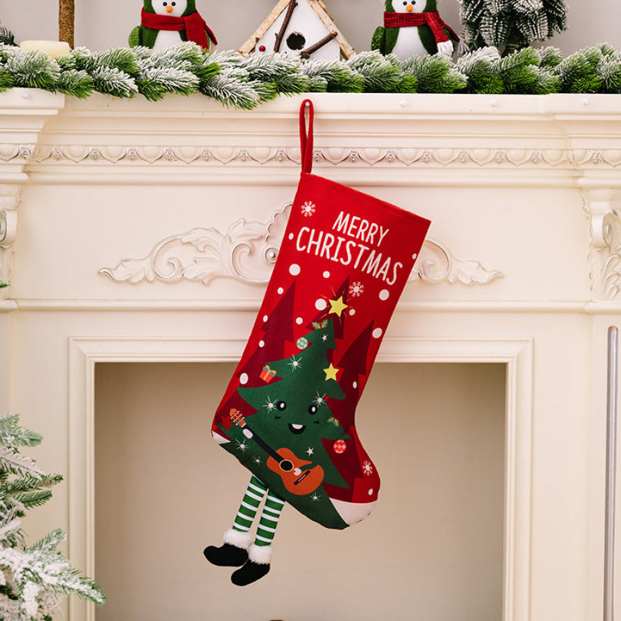 Printed Christmas Stocking Hanging Widget Style D / One Size Apparel and Accessories