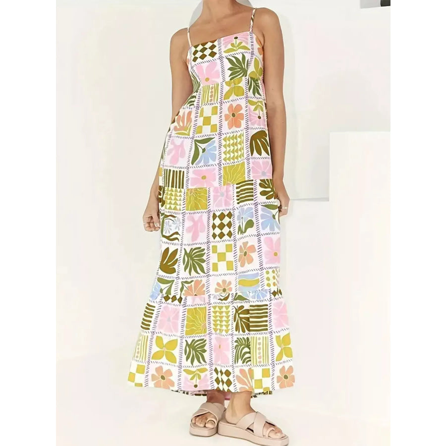 Printed Cutout Back Cami Dress Apparel and Accessories