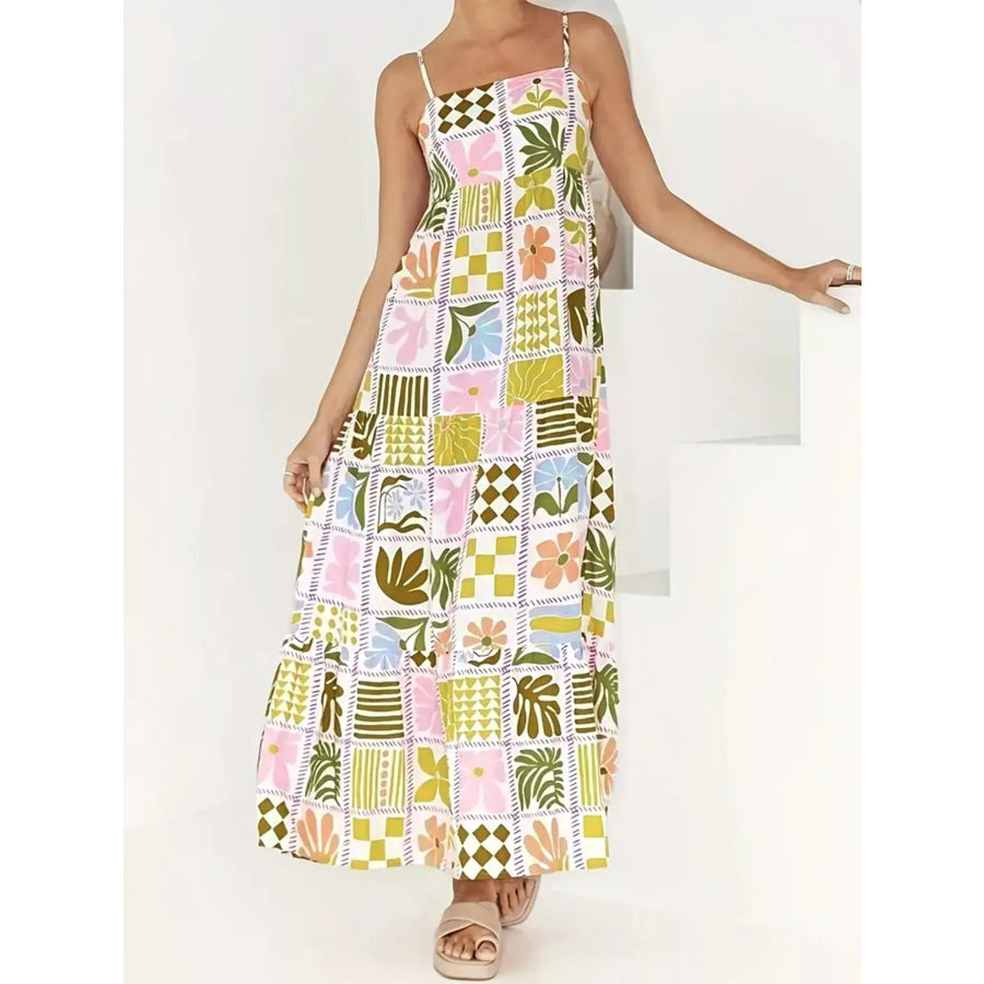 Printed Cutout Back Cami Dress Apparel and Accessories