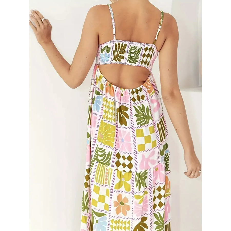 Printed Cutout Back Cami Dress Apparel and Accessories