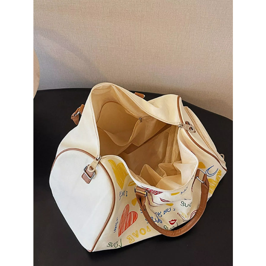 Printed Duffel Bag with Adjustable Strap Off-white / onesize Apparel and Accessories