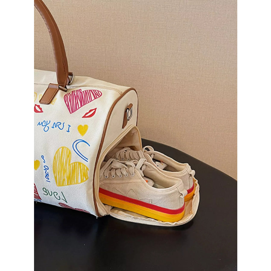 Printed Duffel Bag with Adjustable Strap Off-white / onesize Apparel and Accessories