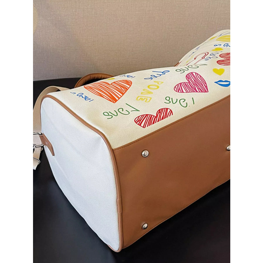 Printed Duffel Bag with Adjustable Strap Off-white / onesize Apparel and Accessories