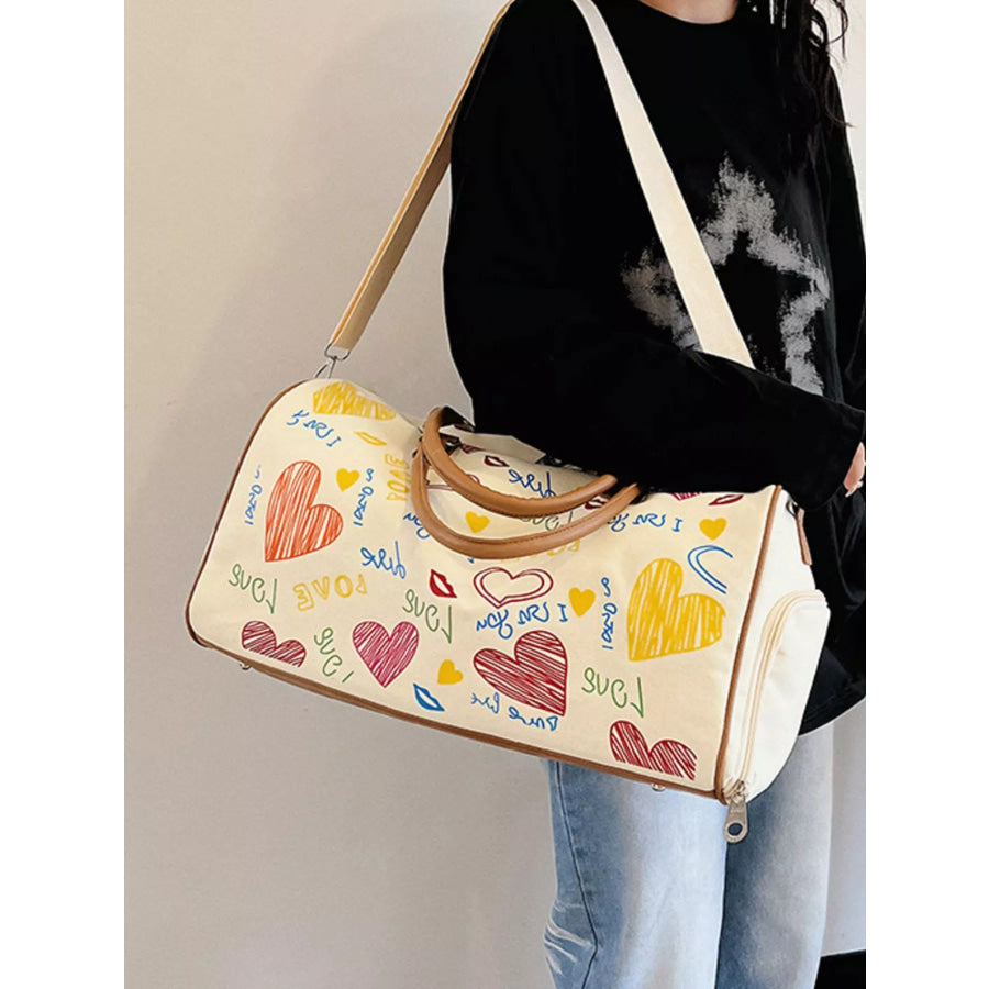 Printed Duffel Bag with Adjustable Strap Off-white / onesize Apparel and Accessories