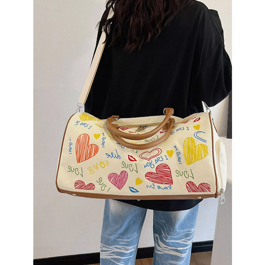 Printed Duffel Bag with Adjustable Strap Off-white / onesize Apparel and Accessories