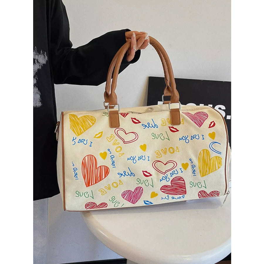 Printed Duffel Bag with Adjustable Strap Off-white / onesize Apparel and Accessories