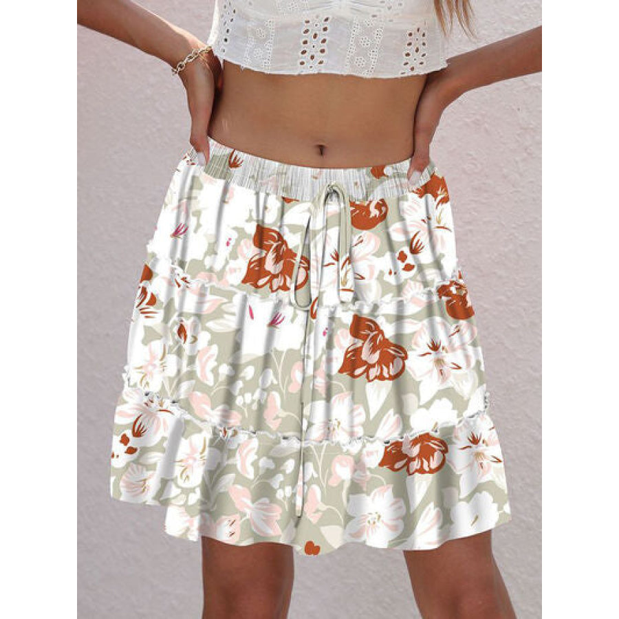 Printed Elastic Waist Mini Skirt Apparel and Accessories