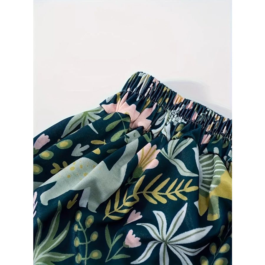 Printed Elastic Waist Skirt Apparel and Accessories