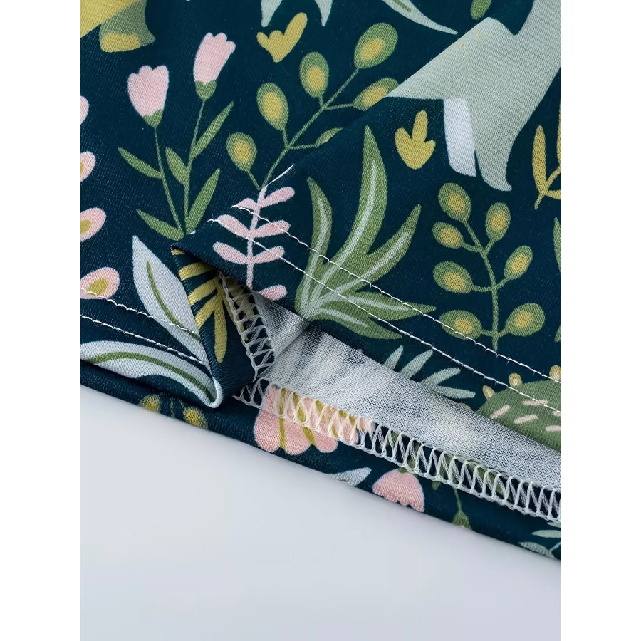 Printed Elastic Waist Skirt Apparel and Accessories