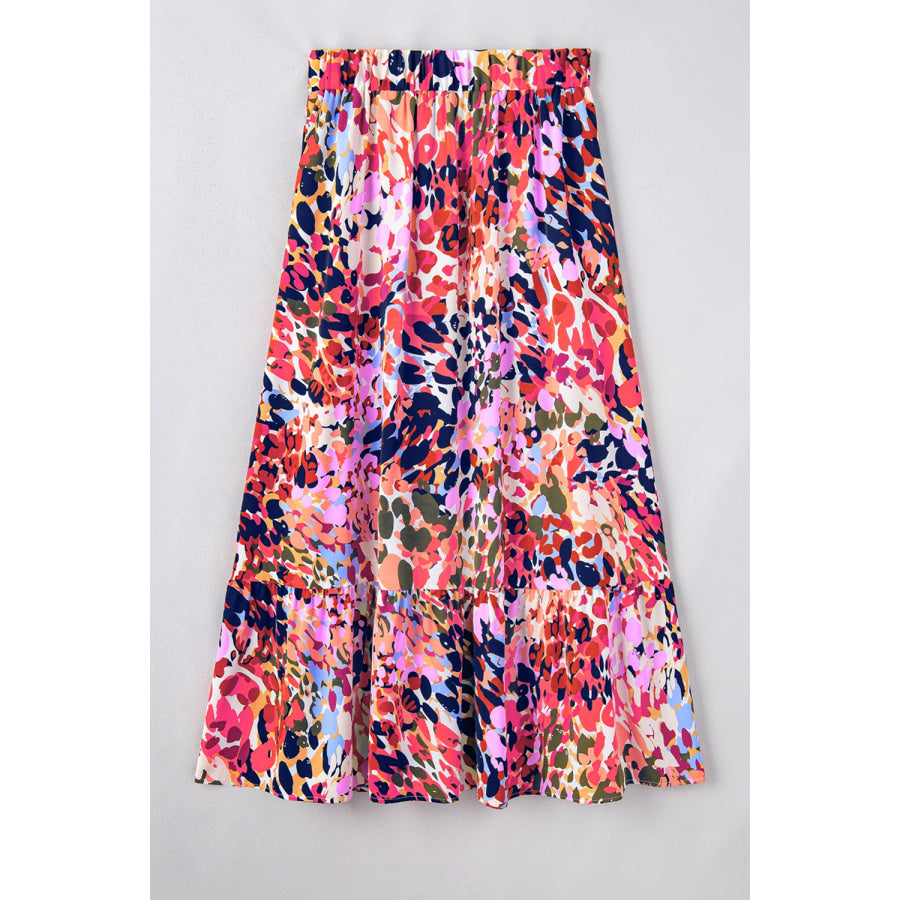 Printed Elastic Waist Skirt
