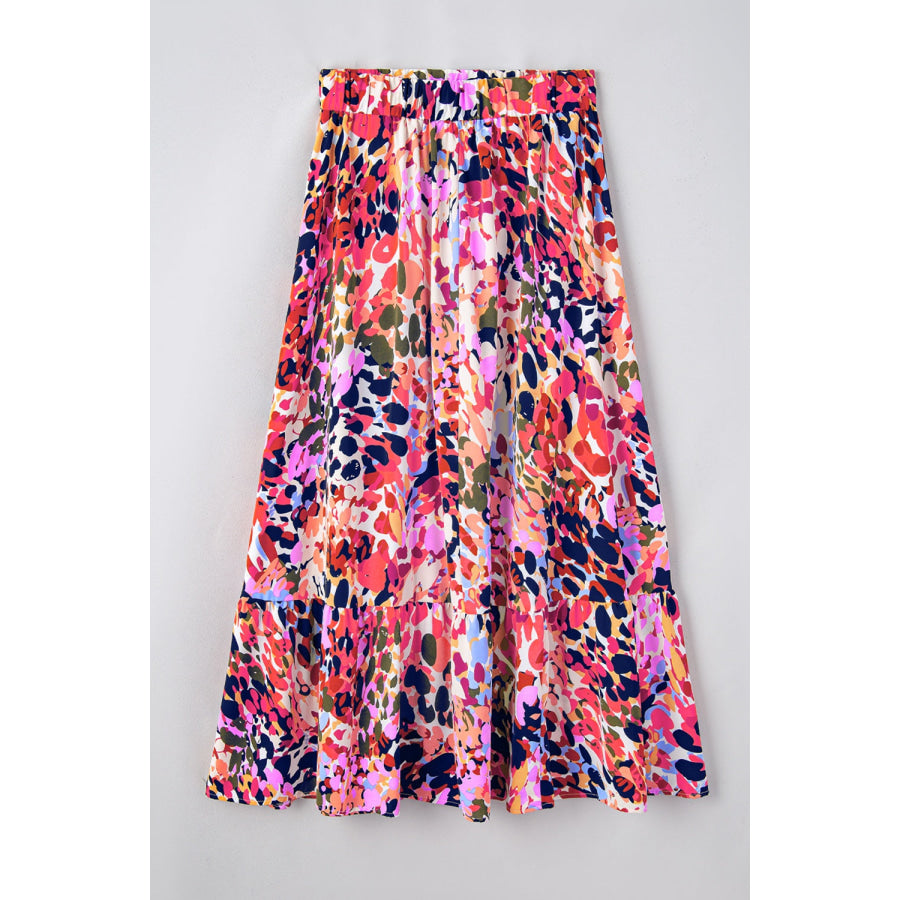 Printed Elastic Waist Skirt Multicolor / S