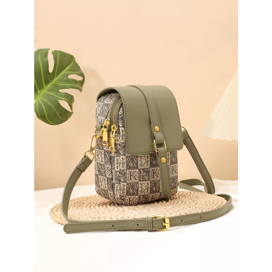 Printed Flap Crossbody Bag Matcha Green / onesize Apparel and Accessories