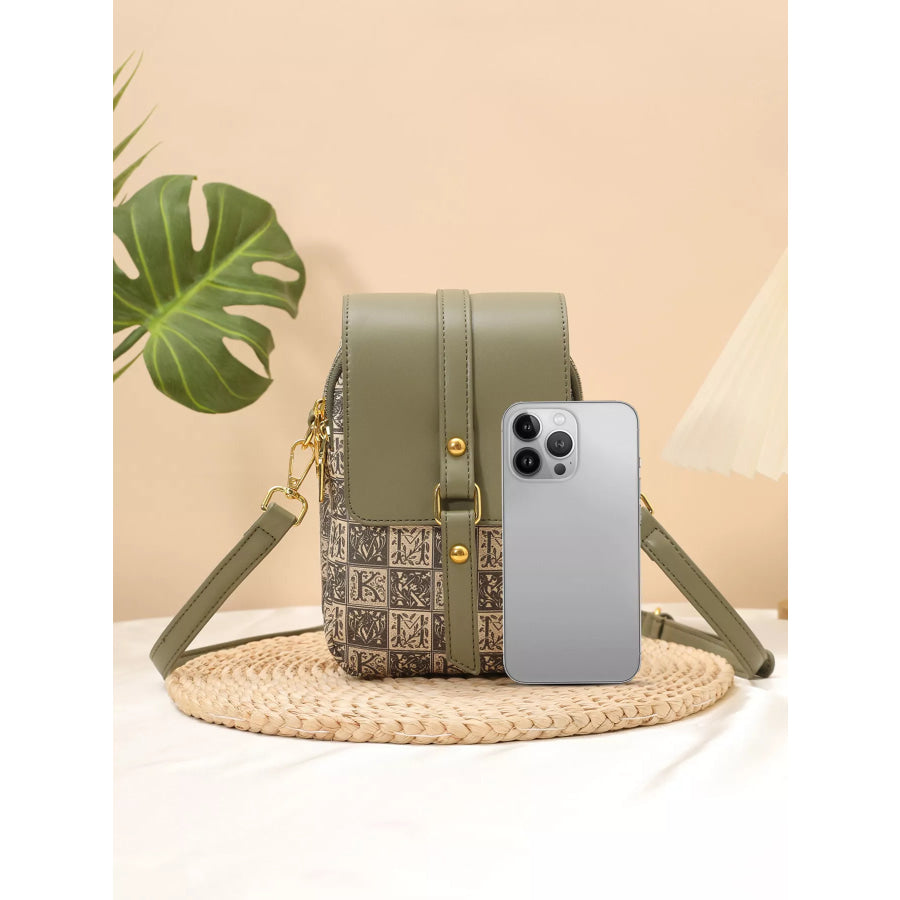 Printed Flap Crossbody Bag Matcha Green / onesize Apparel and Accessories