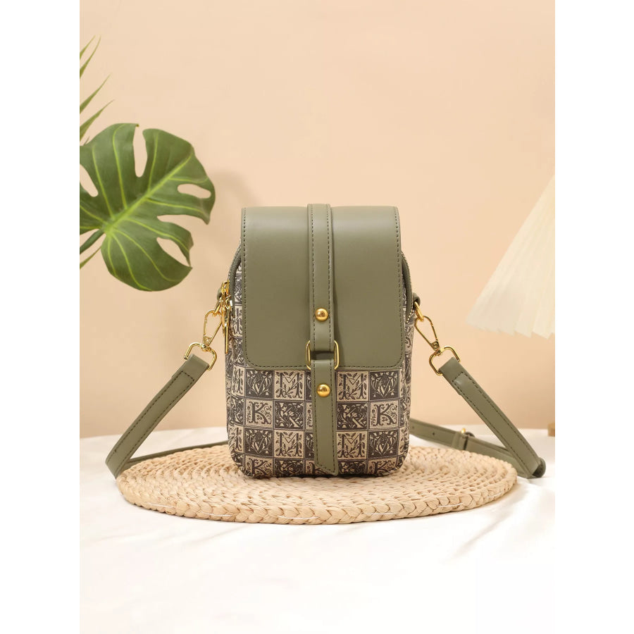 Printed Flap Crossbody Bag Matcha Green / onesize Apparel and Accessories