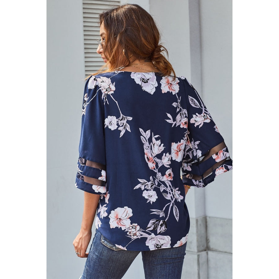 Printed Flare Sleeve Top