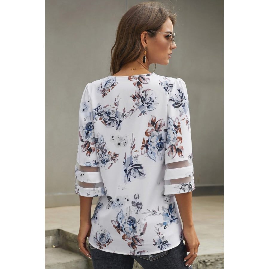 Printed Flare Sleeve Top