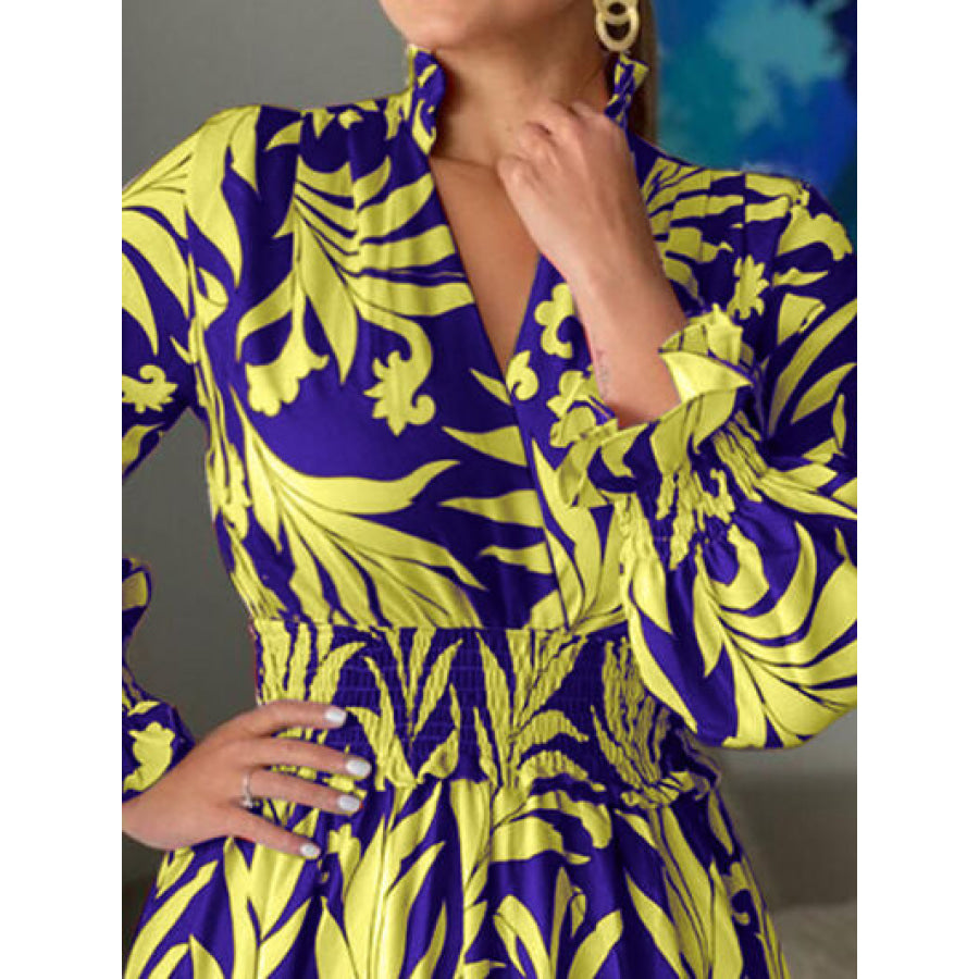 Printed Flounce Sleeve Maxi Dress Apparel and Accessories