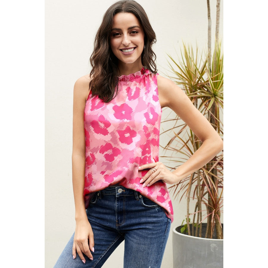 Printed Frill Trim Tank Floral / S