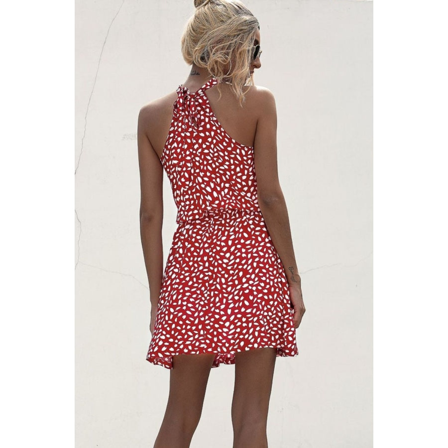 Printed Grecian Neck Mini Dress