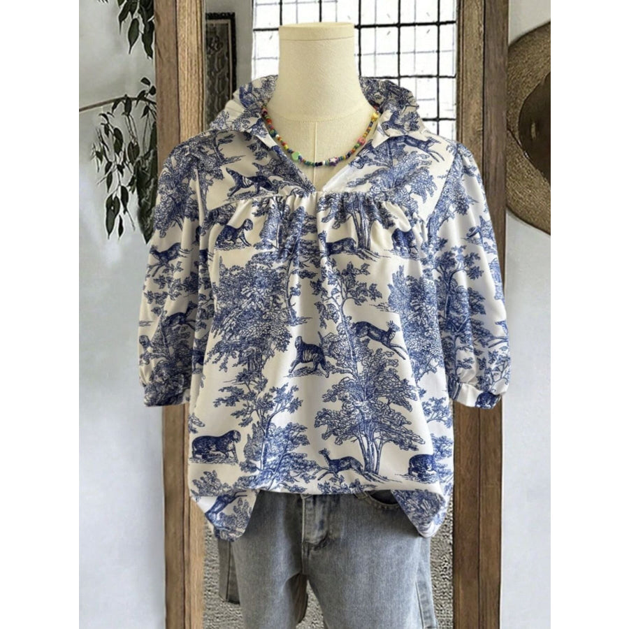Printed Half Sleeve Blouse Apparel and Accessories