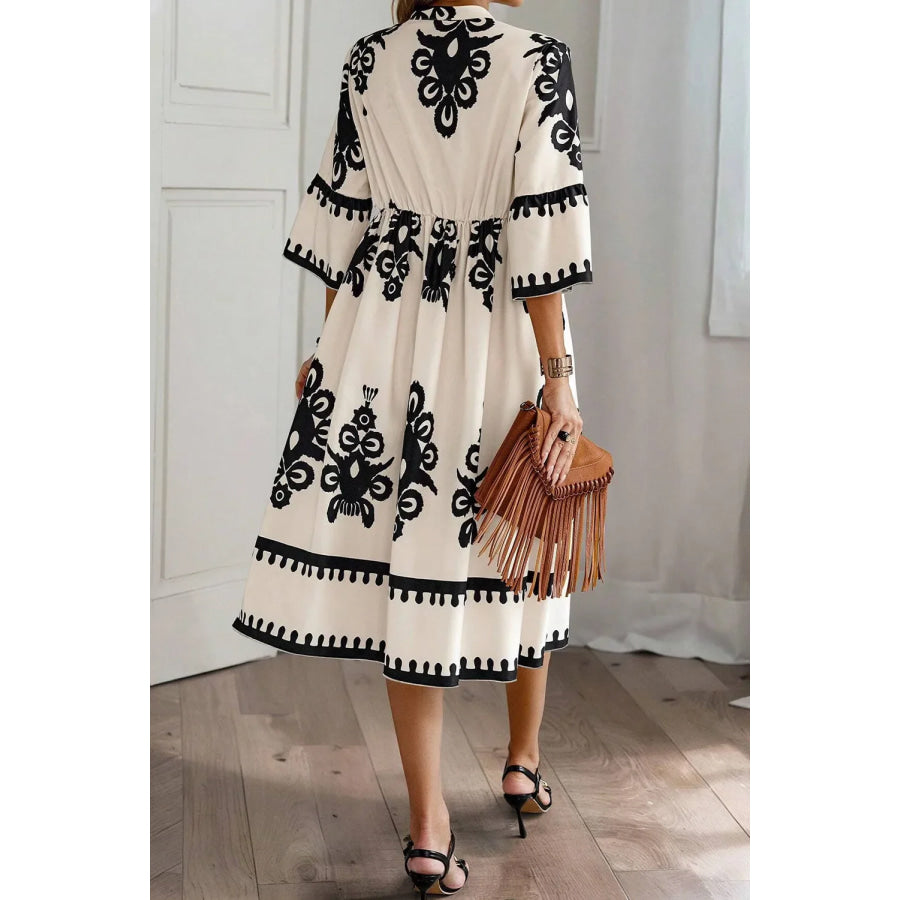 Printed Half Sleeve Knee Length Dress Apparel and Accessories