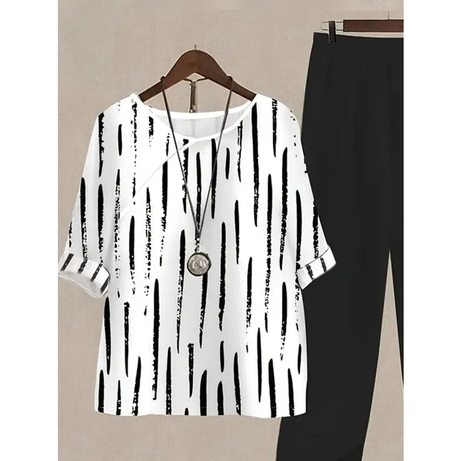 Printed Half Sleeve Top and Pants Set Apparel and Accessories