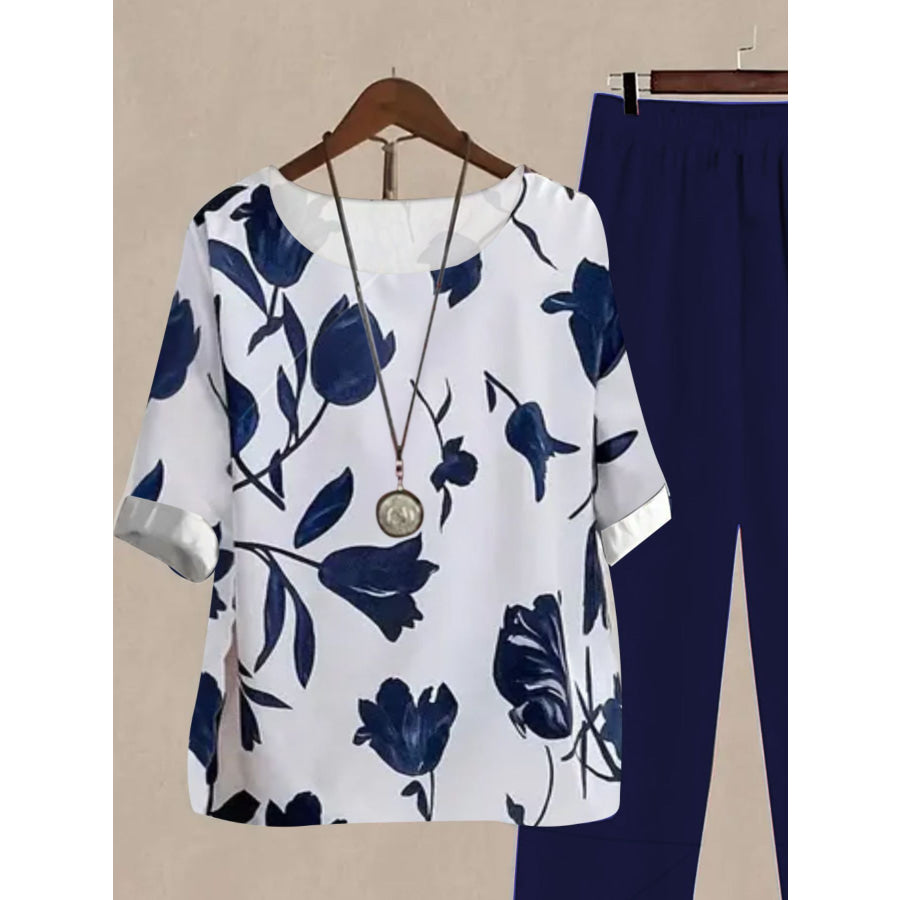 Printed Half Sleeve Top and Pants Set Apparel and Accessories