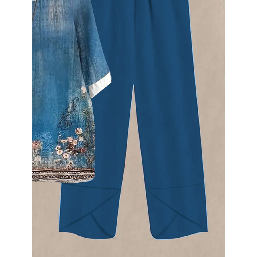 Printed Half Sleeve Top and Pants Set Apparel and Accessories