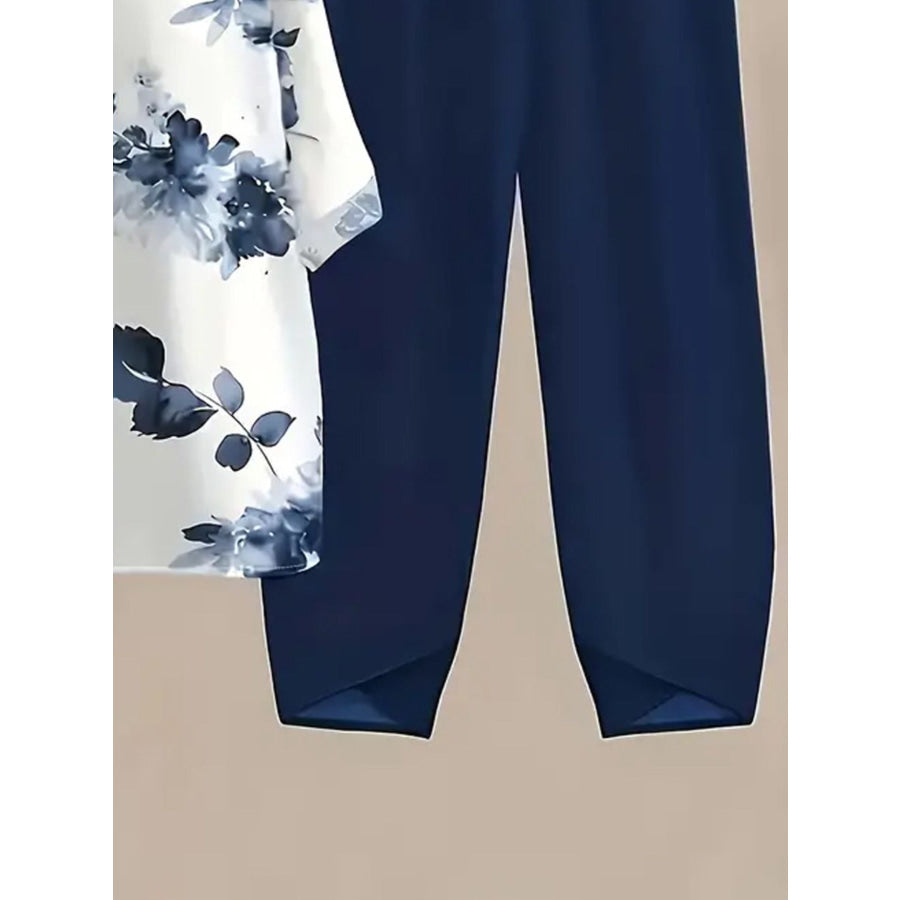 Printed Half Sleeve Top and Pants Set Apparel and Accessories