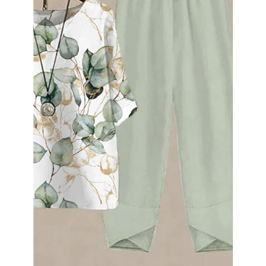 Printed Half Sleeve Top and Pants Set Apparel and Accessories