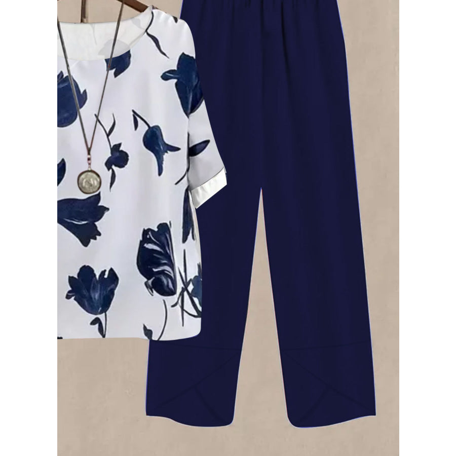 Printed Half Sleeve Top and Pants Set Apparel and Accessories