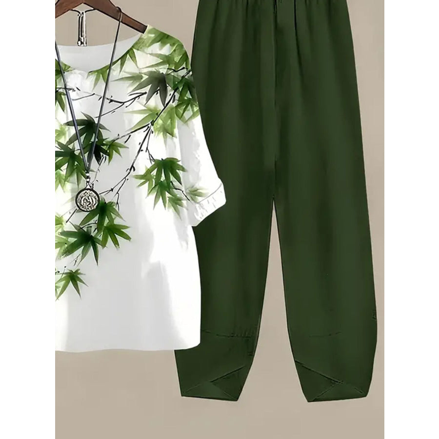 Printed Half Sleeve Top and Pants Set Apparel and Accessories