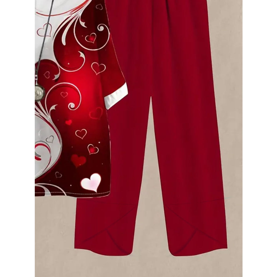 Printed Half Sleeve Top and Pants Set Apparel and Accessories