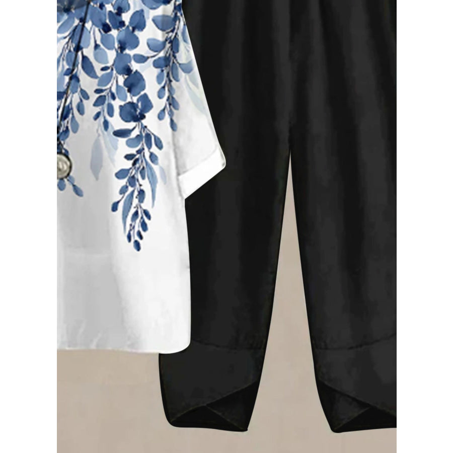 Printed Half Sleeve Top and Pants Set Apparel and Accessories
