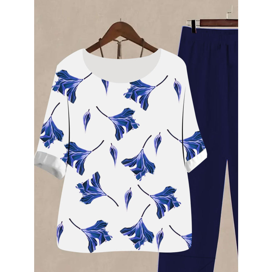 Printed Half Sleeve Top and Pants Set Apparel and Accessories