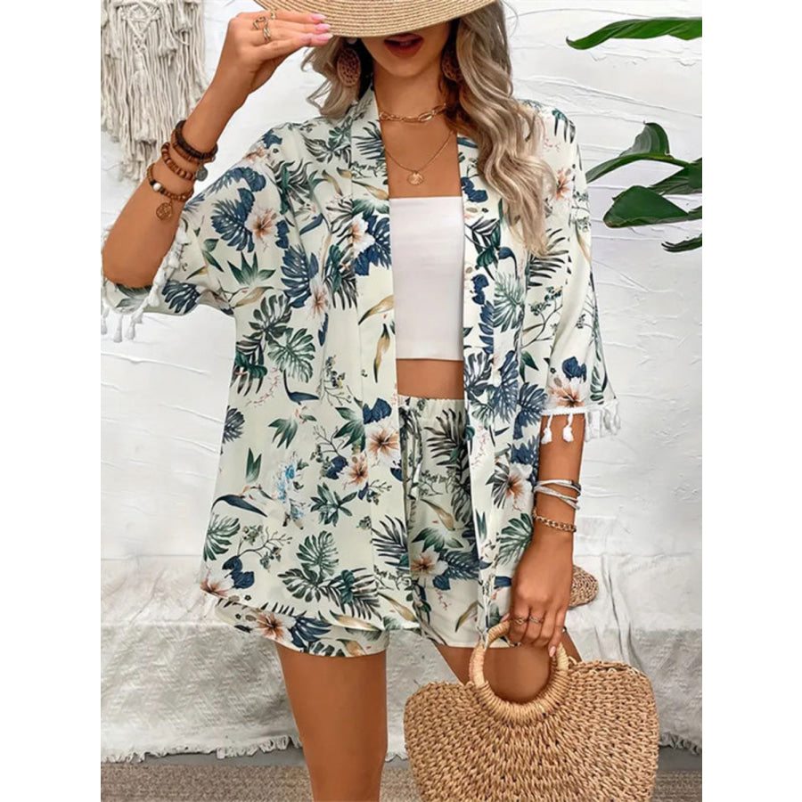 Printed Half Sleeve Top and Shorts Set Light Green / S Apparel and Accessories