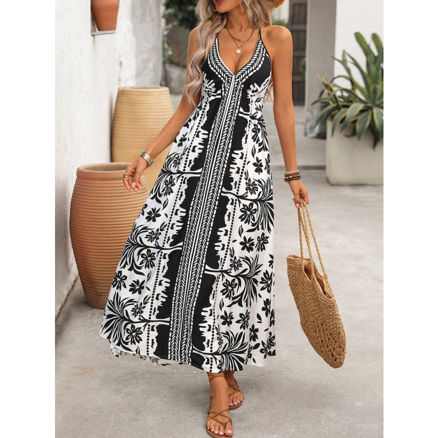Printed Halter Neck Maxi Dress Apparel and Accessories