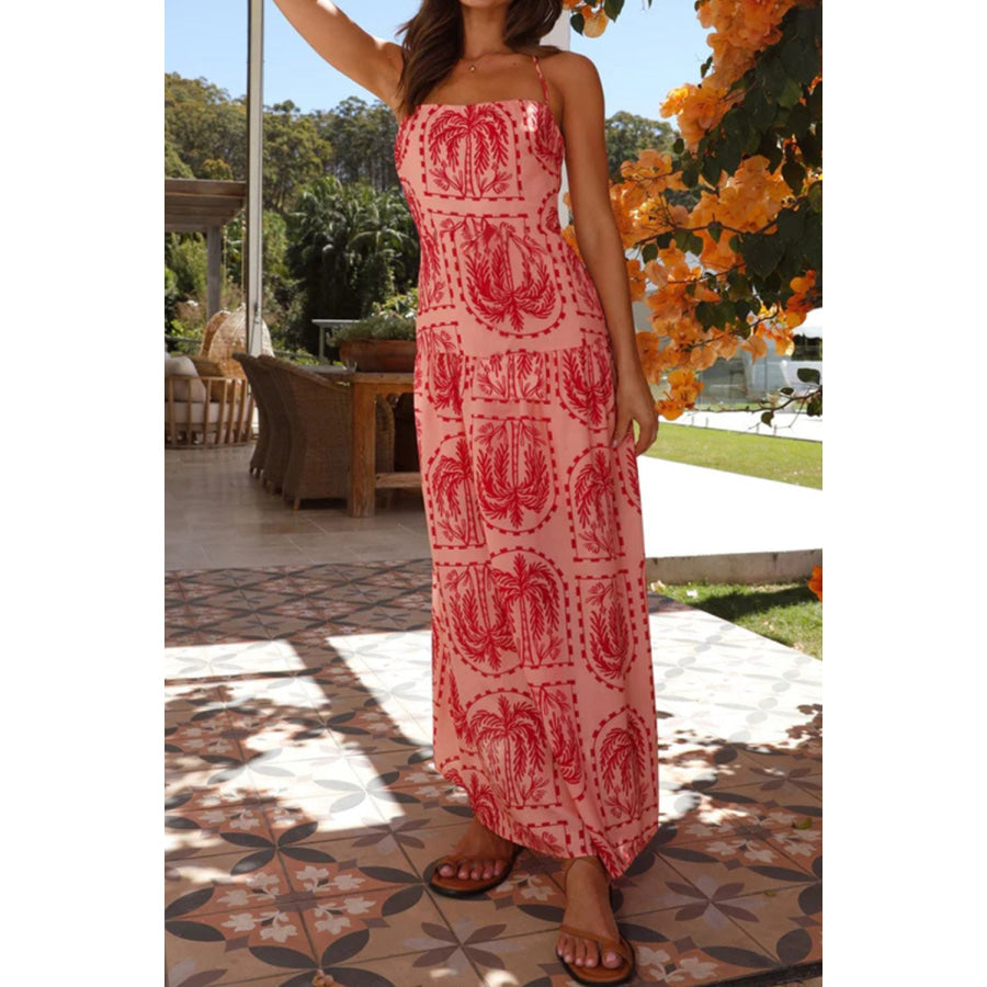 Printed Halter Neck Maxi Dress Apparel and Accessories