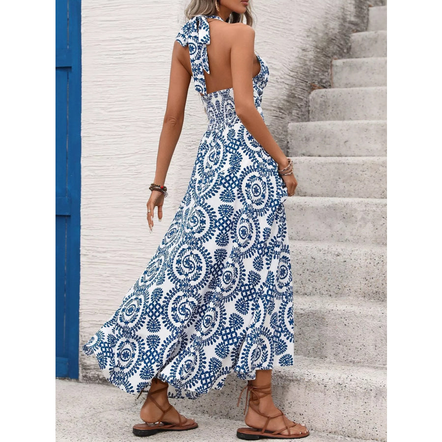 Printed Halter Neck Maxi Dress Apparel and Accessories