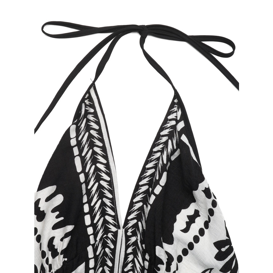 Printed Halter Neck Maxi Dress Apparel and Accessories