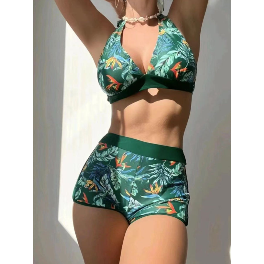 Printed Halter Neck Two-Piece Swim Set Apparel and Accessories
