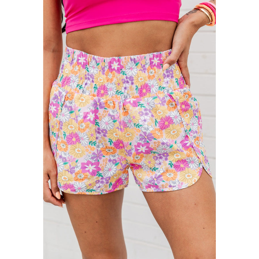 Printed High Waist Shorts Blush Pink / S Apparel and Accessories