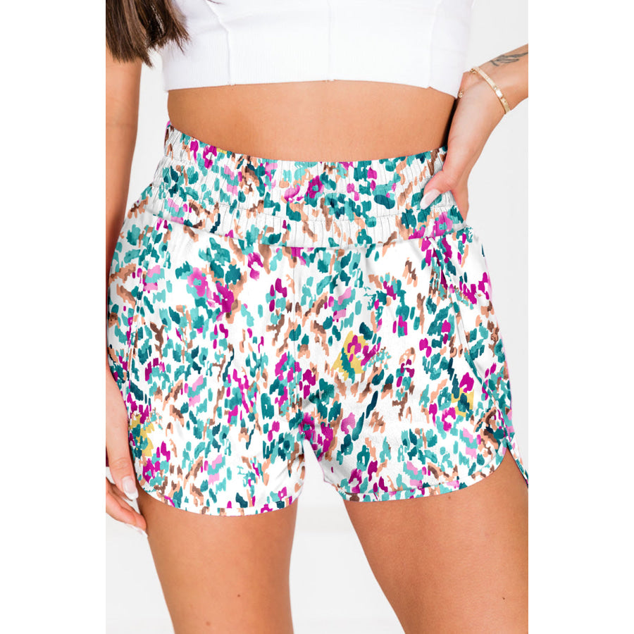 Printed High Waist Shorts White / S Apparel and Accessories