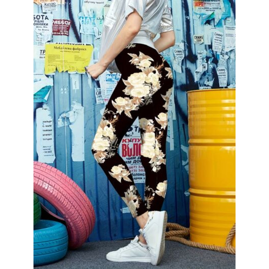 Printed High Waist Skinny Leggings Clothing