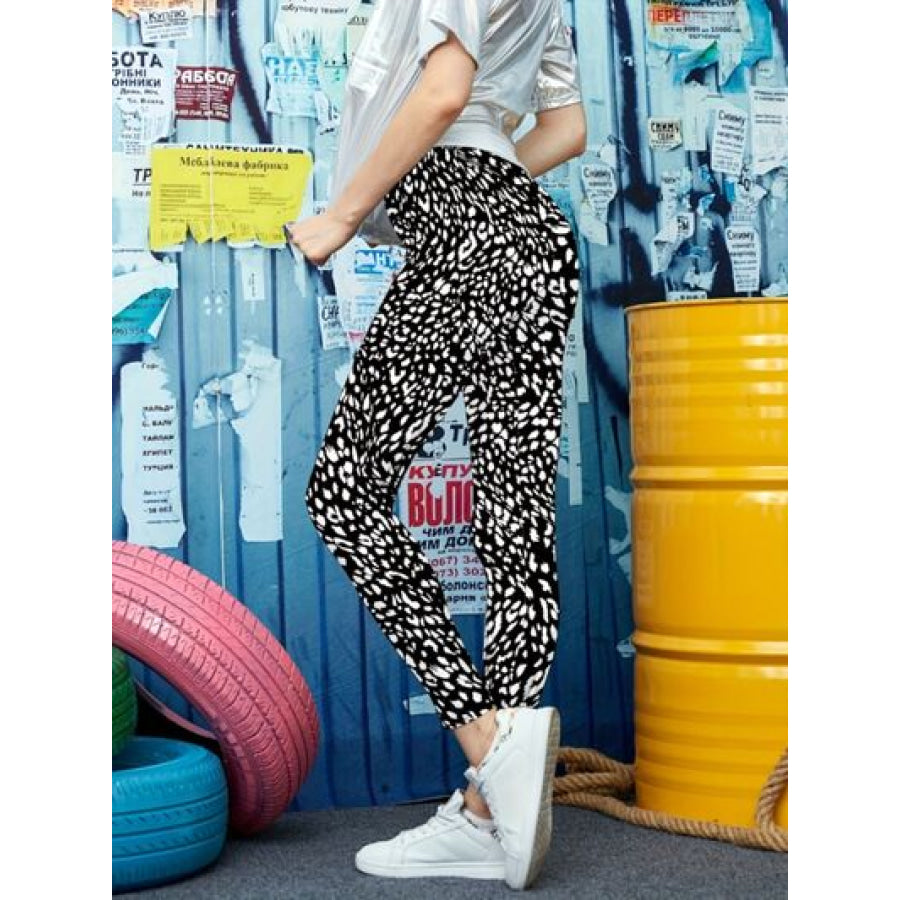 Printed High Waist Skinny Leggings Clothing